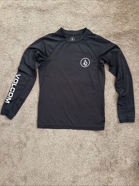 Volcom Black Long Sleeve Surf Tee with White Logo